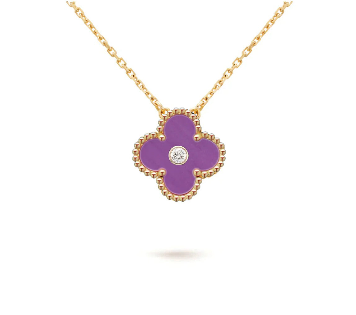 [OAK JURI]CLOVER 15MM DIAMOND SINGLE FLOWER NECKLACE COLLECTION