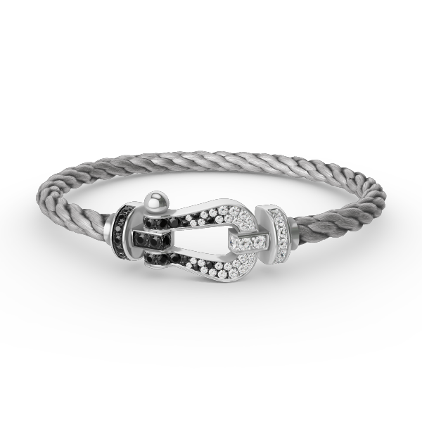 [OAK JURI]FORCE LARGE HORSESHOE BLACK WHITE DIAMOND BRACELET SILVER