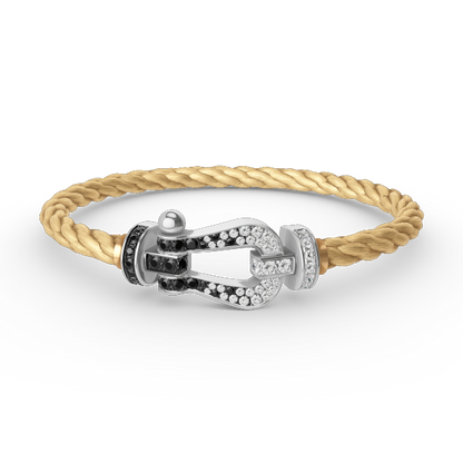 [OAK JURI]FORCE LARGE HORSESHOE BLACK WHITE DIAMOND BRACELET SILVER