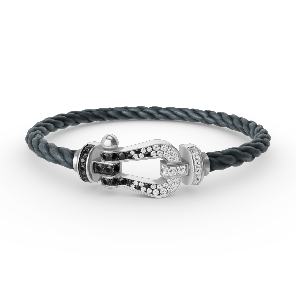[OAK JURI]FORCE LARGE HORSESHOE BLACK WHITE DIAMOND BRACELET SILVER