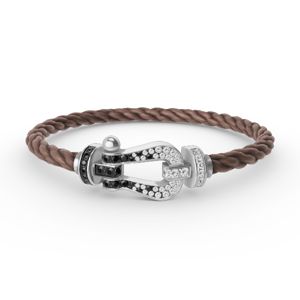 [OAK JURI]FORCE LARGE HORSESHOE BLACK WHITE DIAMOND BRACELET SILVER