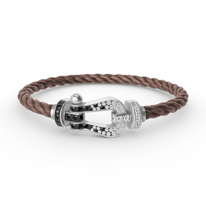 [OAK JURI]FORCE LARGE HORSESHOE BLACK WHITE DIAMOND BRACELET SILVER
