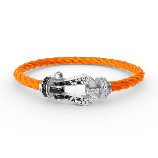 [OAK JURI]FORCE LARGE HORSESHOE BLACK WHITE DIAMOND BRACELET SILVER