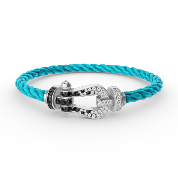 [OAK JURI]FORCE LARGE HORSESHOE BLACK WHITE DIAMOND BRACELET SILVER