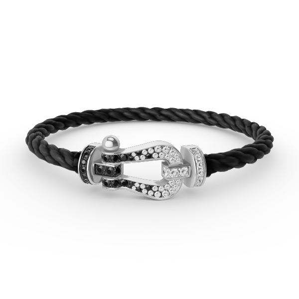 [OAK JURI]FORCE LARGE HORSESHOE BLACK WHITE DIAMOND BRACELET SILVER