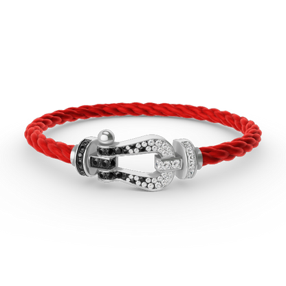 [OAK JURI]FORCE LARGE HORSESHOE BLACK WHITE DIAMOND BRACELET SILVER
