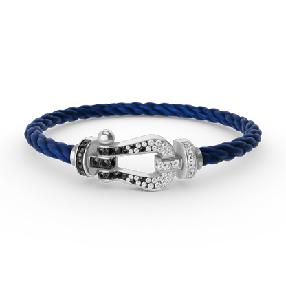 [OAK JURI]FORCE LARGE HORSESHOE BLACK WHITE DIAMOND BRACELET SILVER