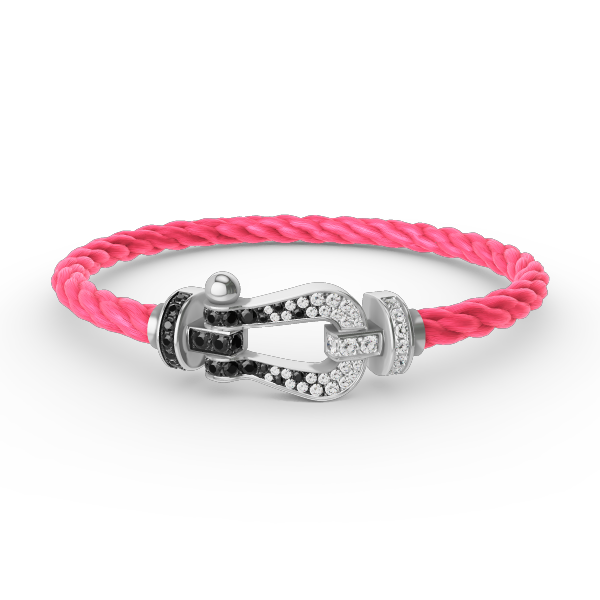[OAK JURI]FORCE LARGE HORSESHOE BLACK WHITE DIAMOND BRACELET SILVER