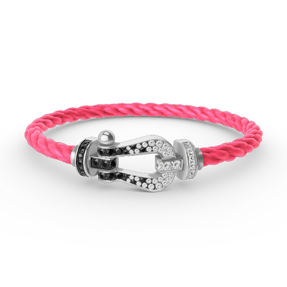 [OAK JURI]FORCE LARGE HORSESHOE BLACK WHITE DIAMOND BRACELET SILVER