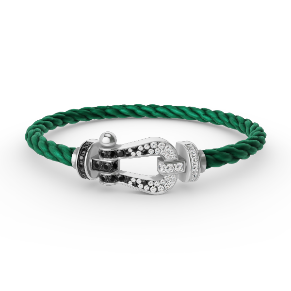 [OAK JURI]FORCE LARGE HORSESHOE BLACK WHITE DIAMOND BRACELET SILVER