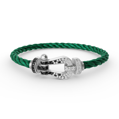 [OAK JURI]FORCE LARGE HORSESHOE BLACK WHITE DIAMOND BRACELET SILVER