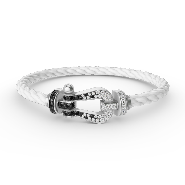 [OAK JURI]FORCE LARGE HORSESHOE BLACK WHITE DIAMOND BRACELET SILVER