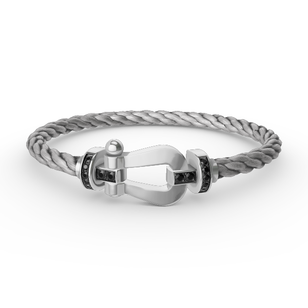 [OAK JURI]FORCE LARGE HORSESHOE BLACK DIAMOND BRACELET SILVER