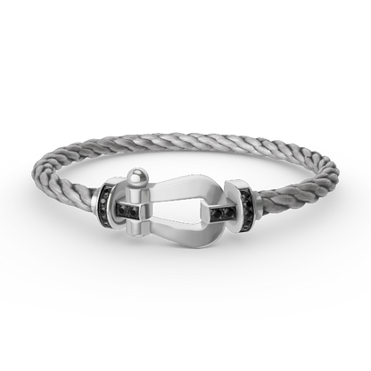 [OAK JURI]FORCE LARGE HORSESHOE BLACK DIAMOND BRACELET SILVER