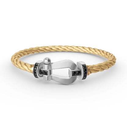 [OAK JURI]FORCE LARGE HORSESHOE BLACK DIAMOND BRACELET SILVER