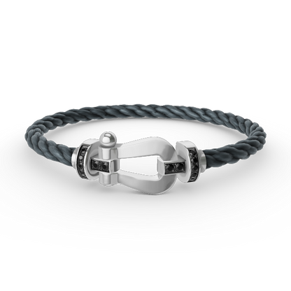 [OAK JURI]FORCE LARGE HORSESHOE BLACK DIAMOND BRACELET SILVER