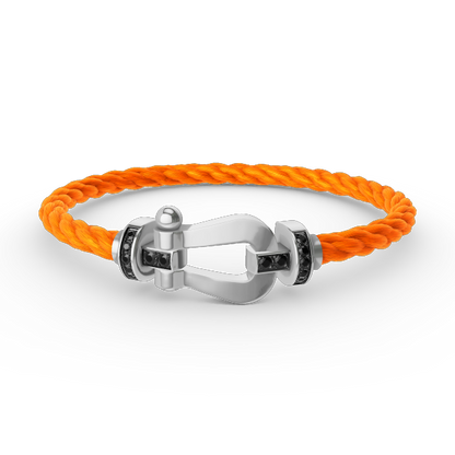 [OAK JURI]FORCE LARGE HORSESHOE BLACK DIAMOND BRACELET SILVER