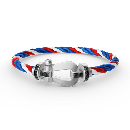[OAK JURI]FORCE LARGE HORSESHOE BLACK DIAMOND BRACELET SILVER