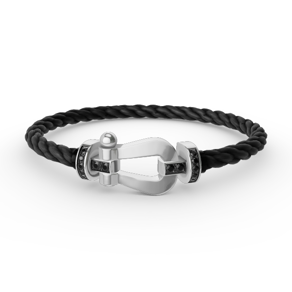 [OAK JURI]FORCE LARGE HORSESHOE BLACK DIAMOND BRACELET SILVER