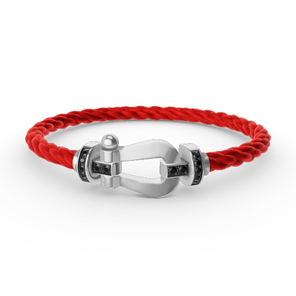 [OAK JURI]FORCE LARGE HORSESHOE BLACK DIAMOND BRACELET SILVER