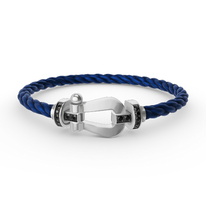 [OAK JURI]FORCE LARGE HORSESHOE BLACK DIAMOND BRACELET SILVER