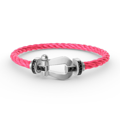 [OAK JURI]FORCE LARGE HORSESHOE BLACK DIAMOND BRACELET SILVER