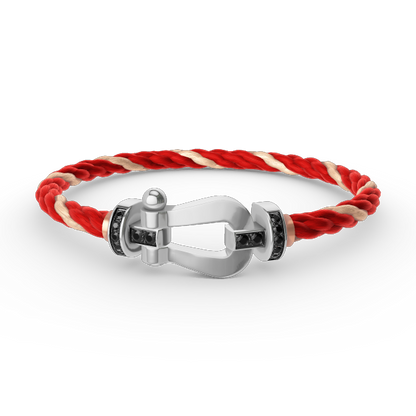 [OAK JURI]FORCE LARGE HORSESHOE BLACK DIAMOND BRACELET SILVER