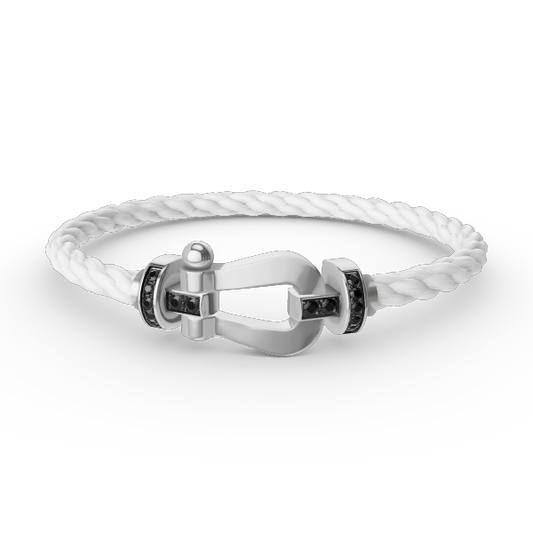 [OAK JURI]FORCE LARGE HORSESHOE BLACK DIAMOND BRACELET SILVER
