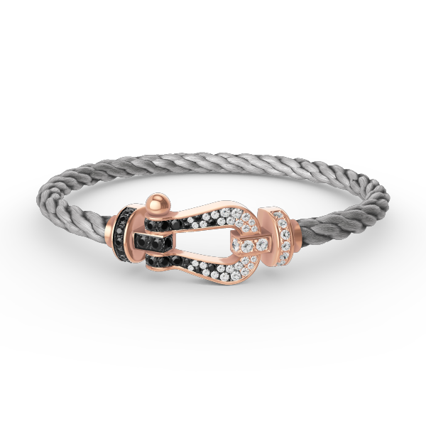 [OAK JURI]FORCE LARGE HORSESHOE BLACK WHITE DIAMOND BRACELET ROSE GOLD