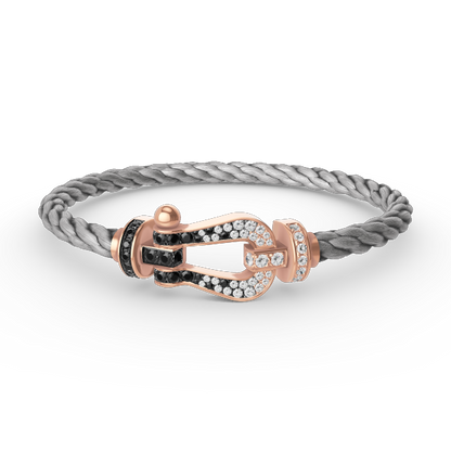 [OAK JURI]FORCE LARGE HORSESHOE BLACK WHITE DIAMOND BRACELET ROSE GOLD