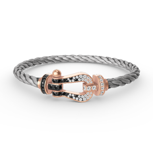 [OAK JURI]FORCE LARGE HORSESHOE BLACK WHITE DIAMOND BRACELET ROSE GOLD