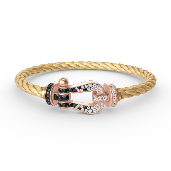 [OAK JURI]FORCE LARGE HORSESHOE BLACK WHITE DIAMOND BRACELET ROSE GOLD