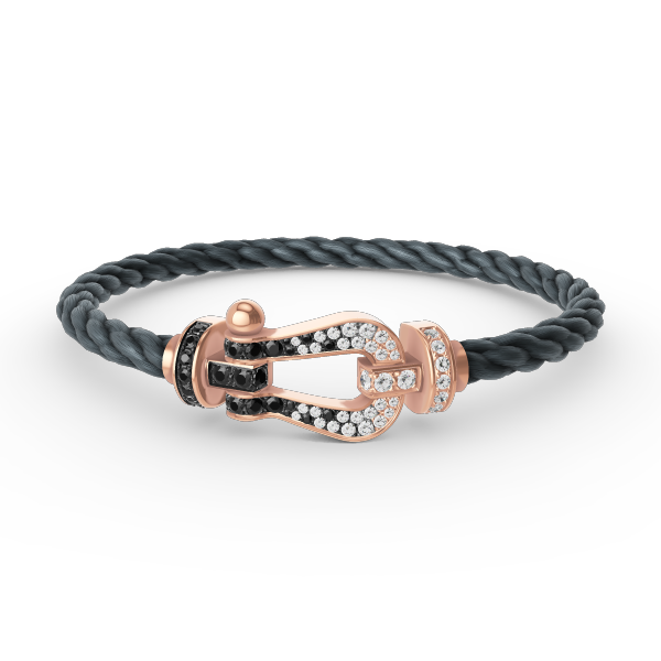 [OAK JURI]FORCE LARGE HORSESHOE BLACK WHITE DIAMOND BRACELET ROSE GOLD