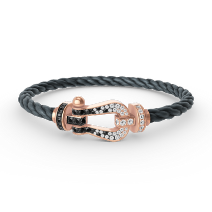 [OAK JURI]FORCE LARGE HORSESHOE BLACK WHITE DIAMOND BRACELET ROSE GOLD