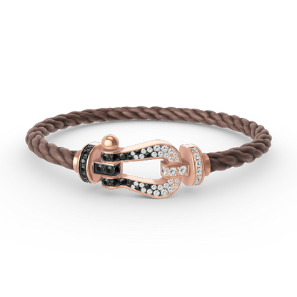 [OAK JURI]FORCE LARGE HORSESHOE BLACK WHITE DIAMOND BRACELET ROSE GOLD