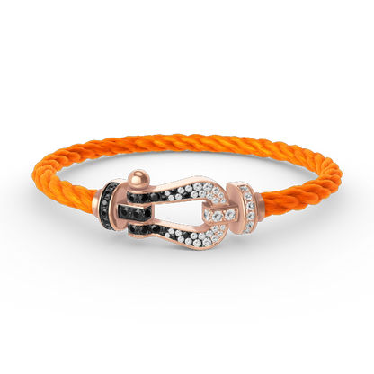 [OAK JURI]FORCE LARGE HORSESHOE BLACK WHITE DIAMOND BRACELET ROSE GOLD