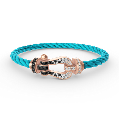 [OAK JURI]FORCE LARGE HORSESHOE BLACK WHITE DIAMOND BRACELET ROSE GOLD