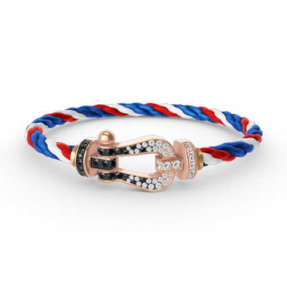 [OAK JURI]FORCE LARGE HORSESHOE BLACK WHITE DIAMOND BRACELET ROSE GOLD