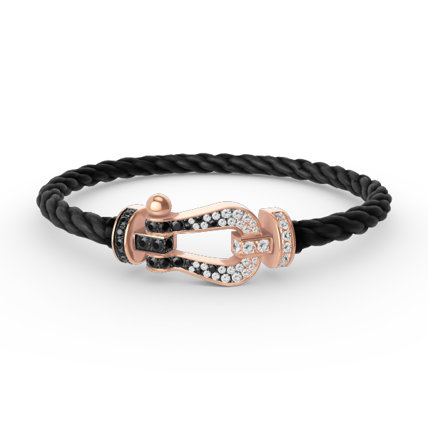 [OAK JURI]FORCE LARGE HORSESHOE BLACK WHITE DIAMOND BRACELET ROSE GOLD