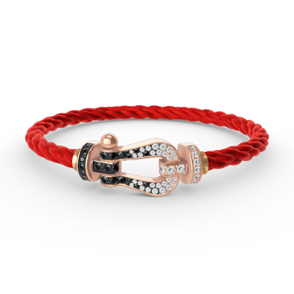 [OAK JURI]FORCE LARGE HORSESHOE BLACK WHITE DIAMOND BRACELET ROSE GOLD