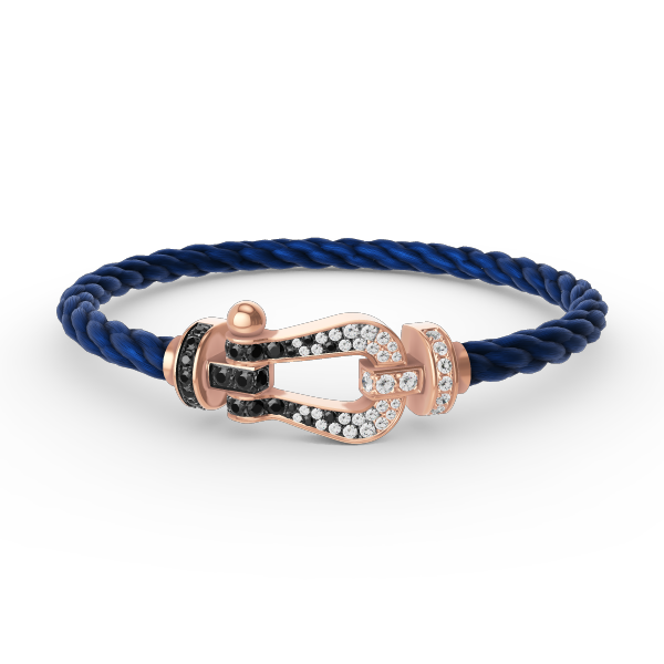 [OAK JURI]FORCE LARGE HORSESHOE BLACK WHITE DIAMOND BRACELET ROSE GOLD