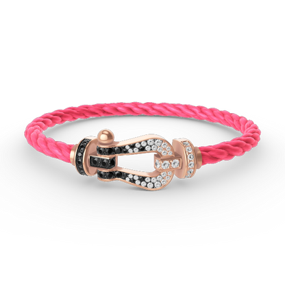 [OAK JURI]FORCE LARGE HORSESHOE BLACK WHITE DIAMOND BRACELET ROSE GOLD