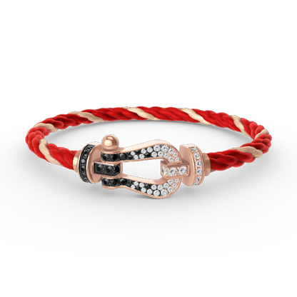 [OAK JURI]FORCE LARGE HORSESHOE BLACK WHITE DIAMOND BRACELET ROSE GOLD