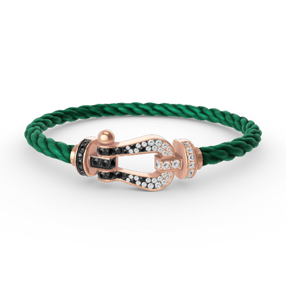[OAK JURI]FORCE LARGE HORSESHOE BLACK WHITE DIAMOND BRACELET ROSE GOLD