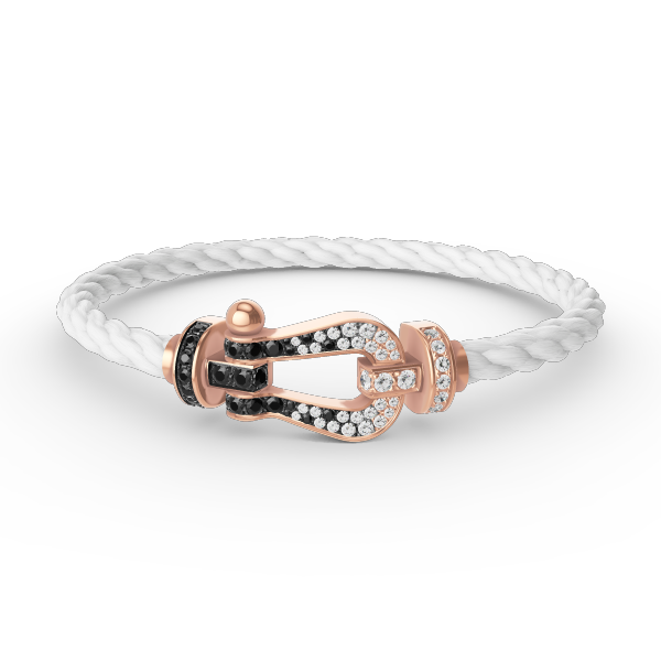 [OAK JURI]FORCE LARGE HORSESHOE BLACK WHITE DIAMOND BRACELET ROSE GOLD
