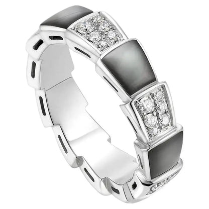 [OAK JURI]SERPENTI RING SILVER DIAMOND BLACK MOP 4MM