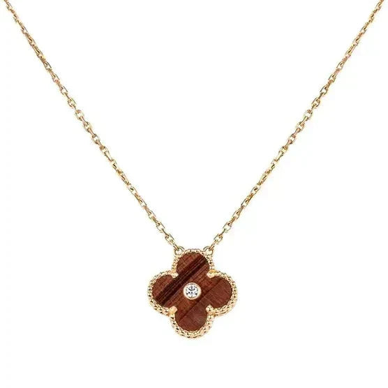 [OAK JURI]CLOVER 15MM DIAMOND AND YELLOW TIGER'S EYE AGATE necklace