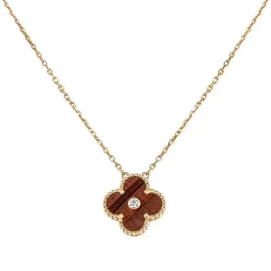 [OAK JURI]CLOVER 15MM DIAMOND AND YELLOW TIGER'S EYE AGATE necklace