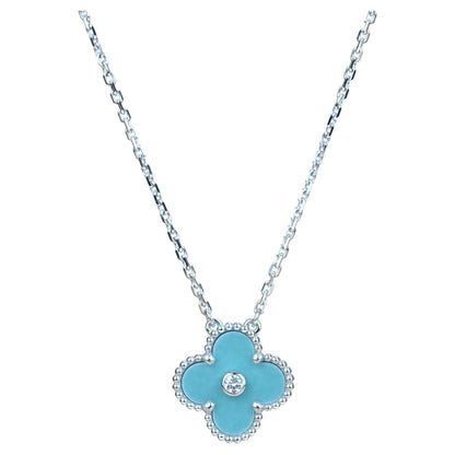 [OAK JURI]CLOVER 15MM DIAMOND SVRES PORCELAIN  NECKLACE SILVER