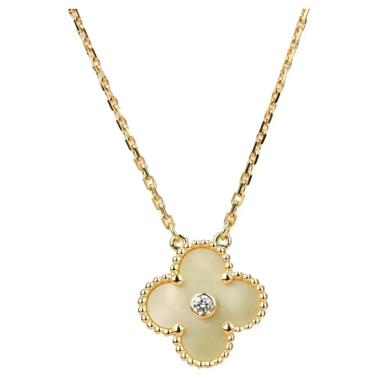 [OAK JURI]CLOVER 15MM DIAMOND GOLD MOTHER OF PEARL NECKLACE